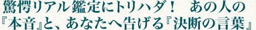 驚愕リアル鑑定にトリハダ！　あの人の『本音』と、あなたへ告げる『決断の言葉』